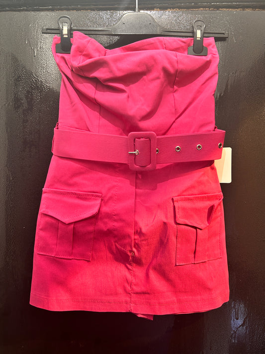 Hot pink belted cargo playsuit