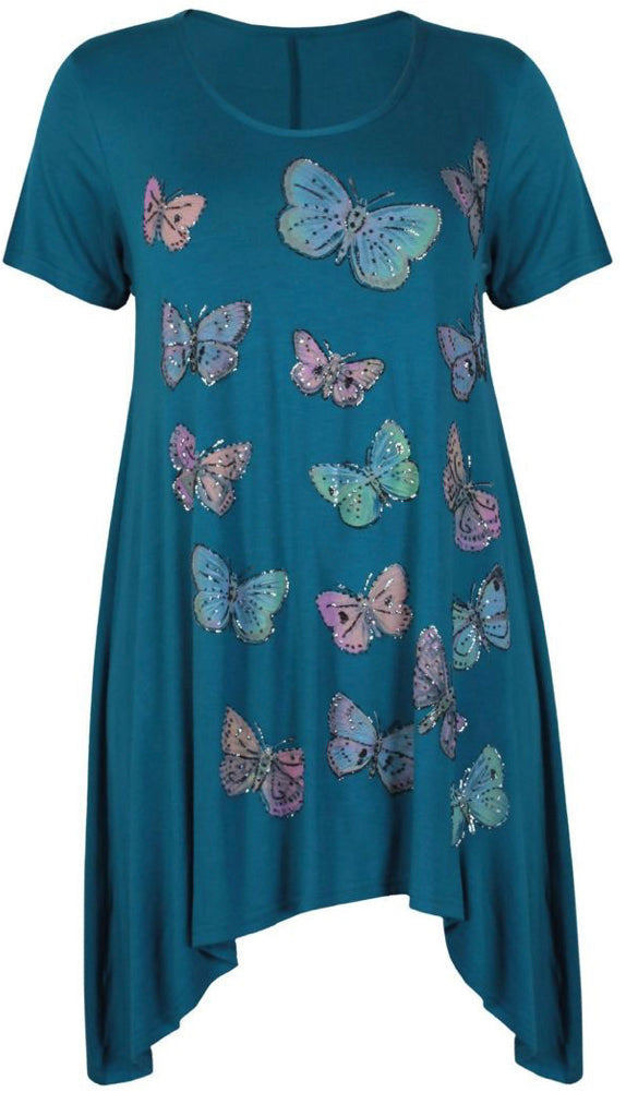BUTTERFLY PRINTED ASYMMETRY TOP