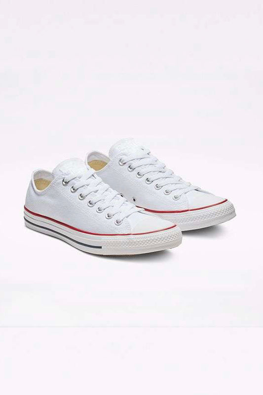 WHITE CANVAS LACE UP FLAT TRAINERS