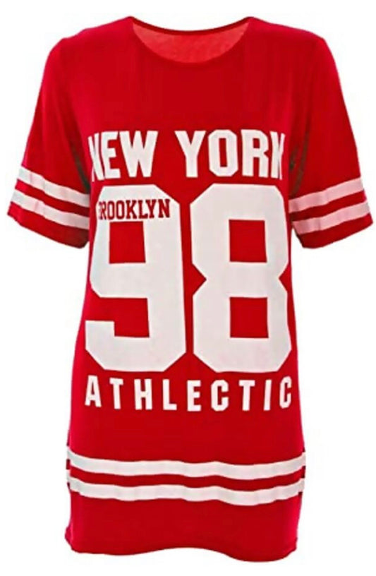 PLUS SIZE RED NEW YORK 98 OVERSIZE T-SHIRT