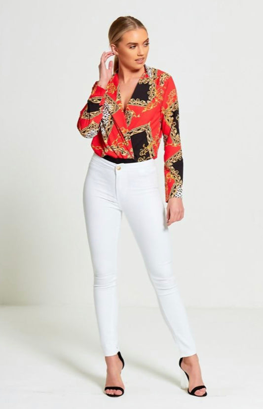 PLUS SIZE WHITE HIGH WAISTED SKINNY JEANS