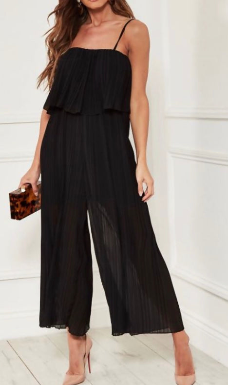 PLEATED CAMI FRILL JUMPSUIT