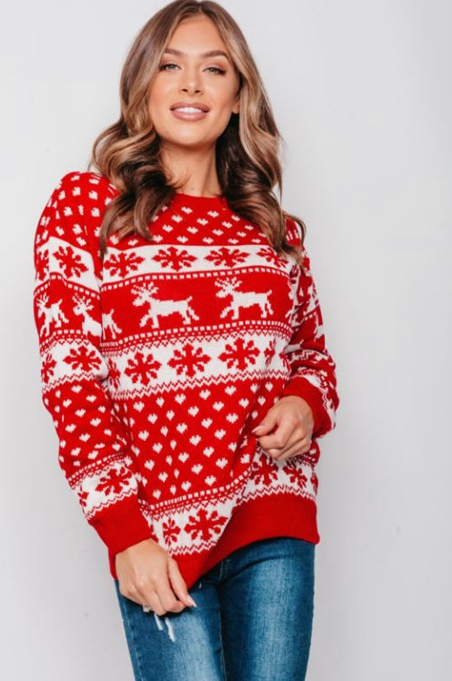 PLUS SIZE REINDEERS AND SNOW FLAKE CHRISTMAS JUMPER